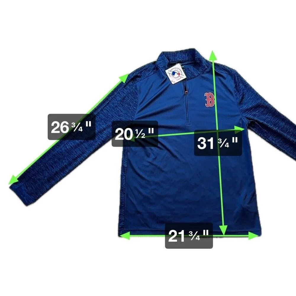 Boston Red Sox Shirt‎ Mens Large Blue Quarter Zip Performance Stretch Baseball - Picture 6 of 6